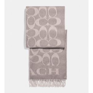 NWT Coach Signature Oversized Scarf in Grey Birch